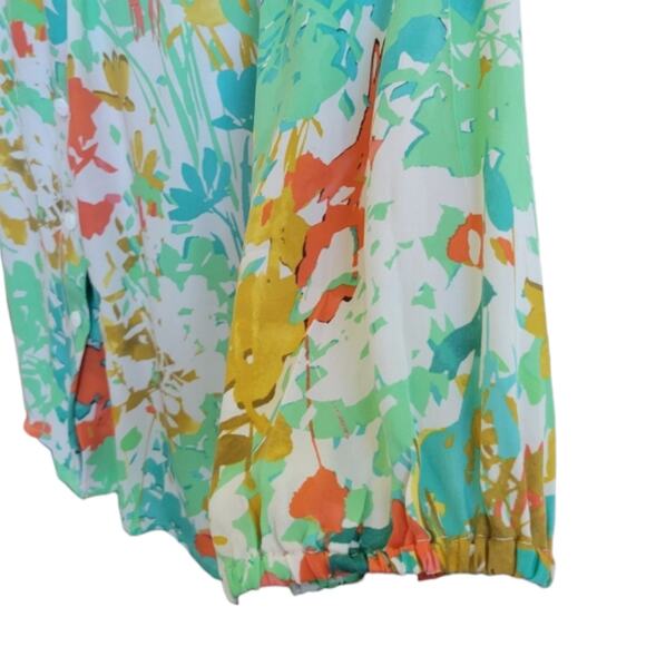 Tyler Boe Silk Floral Lightweight Blouse Size Small Orange Blue - Picture 3 of 8